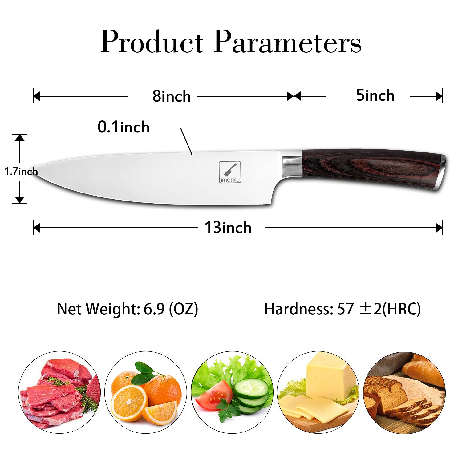 Pro Chef Knife 8 Inch Kitchen Knife with Ergonomic Handle and Gift Box - IMARKU