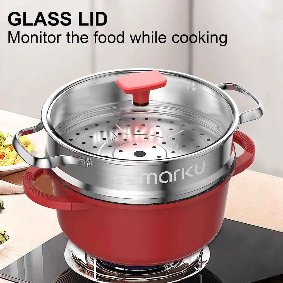 Imarku 11 Piece Stainless Steel Nonstick Tri-Ply Cookware Set Pots