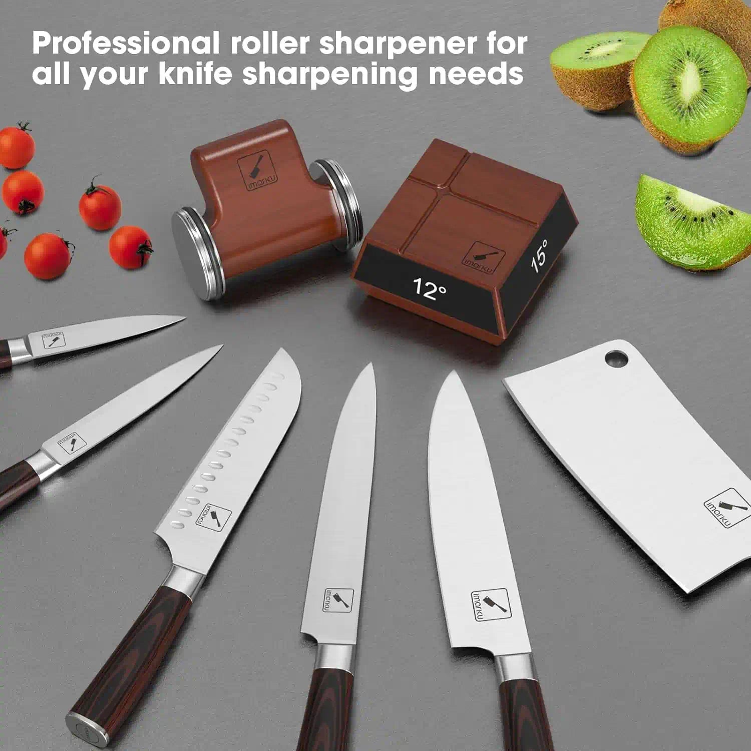 Roller Knife Sharpener, Easy Knife Sharpening, Roller Knife Sharpening  System For Kitchen Knives, Provides 15-20 Degree Sharpening