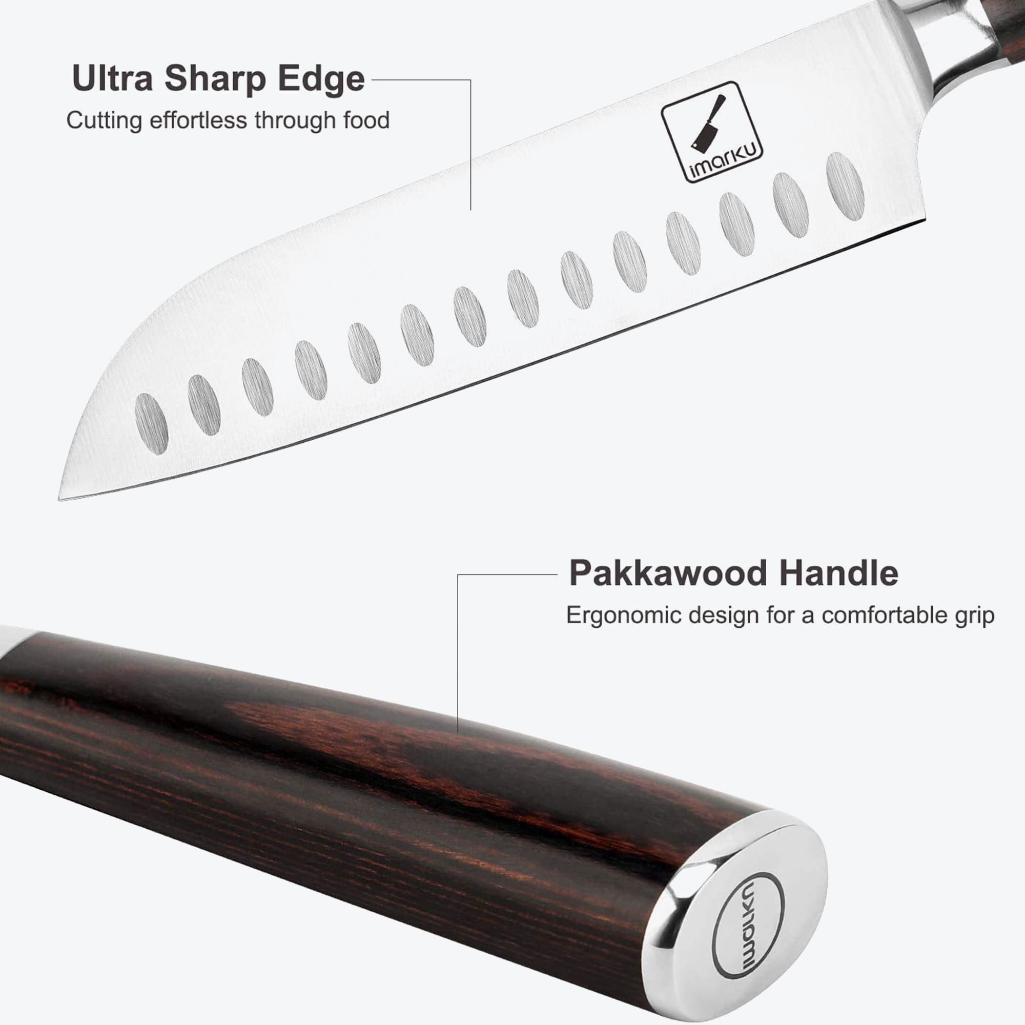 Forged Japanese Stainless Steel Santoku Knife 7"