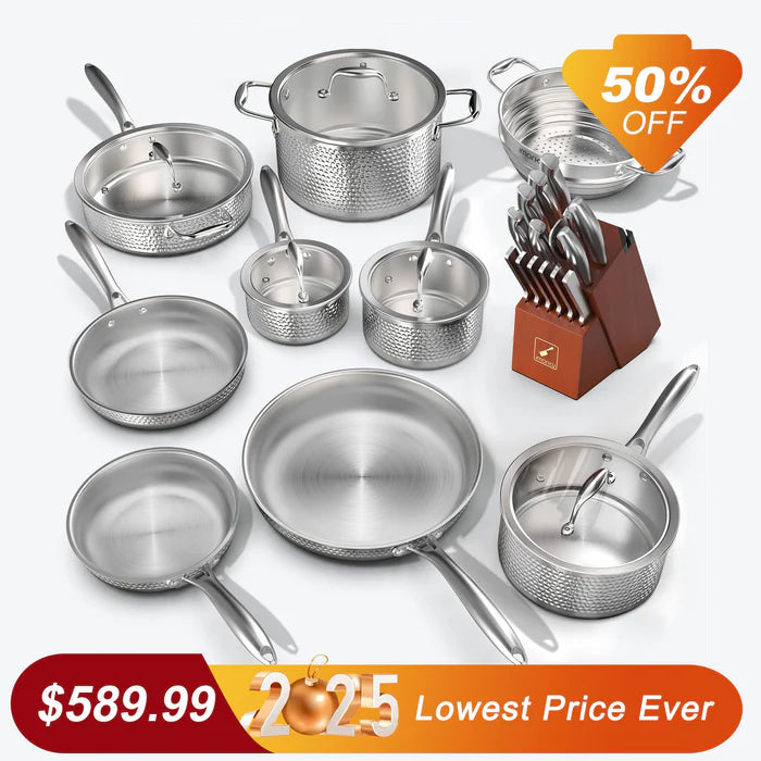 imarku siliver 14pcs pan set and 16 pcs knife set