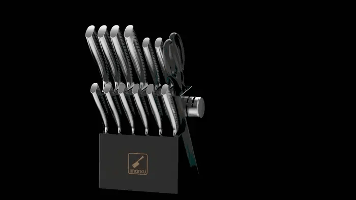 stable knife block set with built-in sharpener