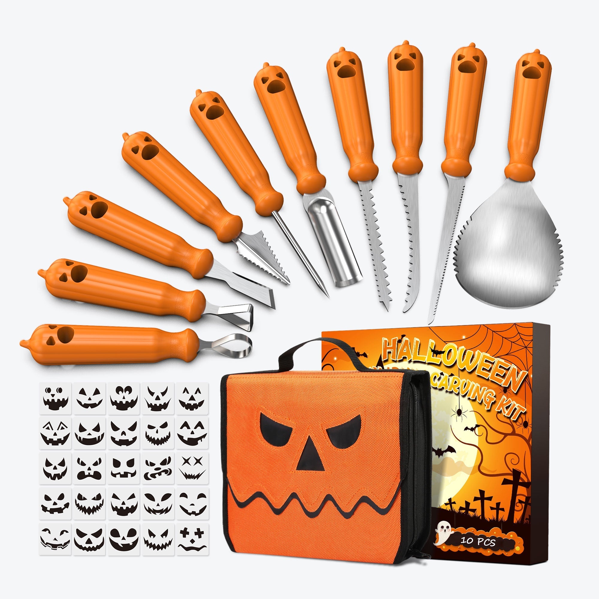 Halloween Pumpkin Carving Kit 10 Pcs Carving Knives with Carving
