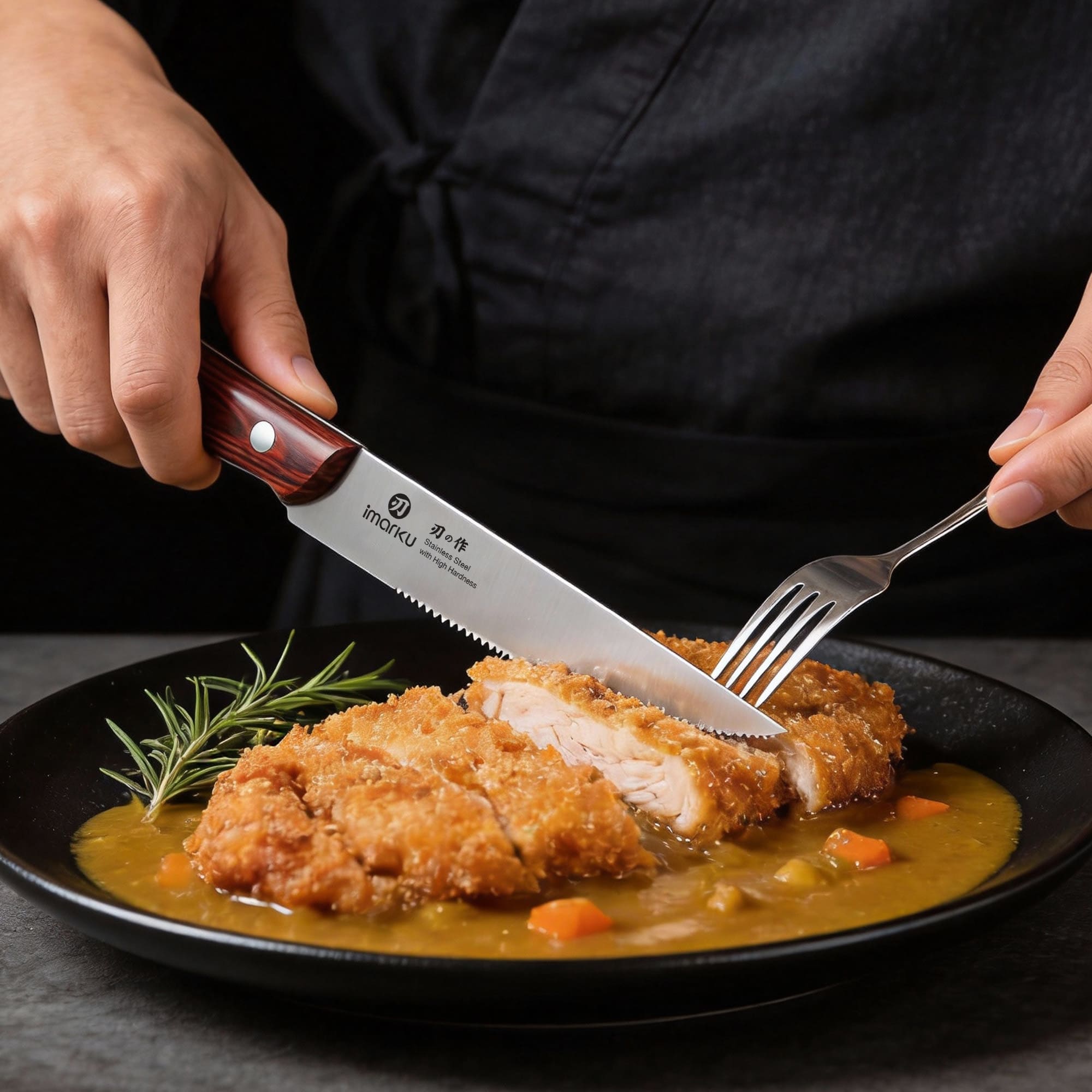 steak knife set with wooden handle