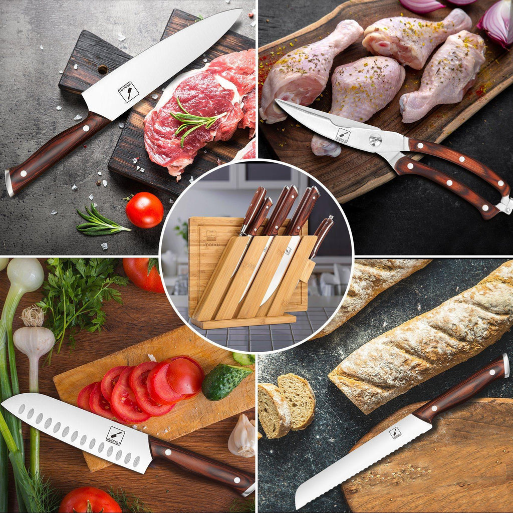 10 Pieces Stainless Steel Knife Set with Cutting Board Knife Set imarku 