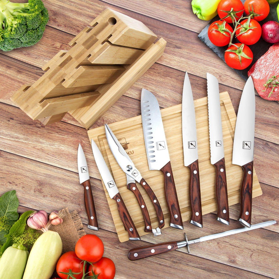 Cut, Chop, and Save Space with Knife Block Set & Cutting Board - IMARKU