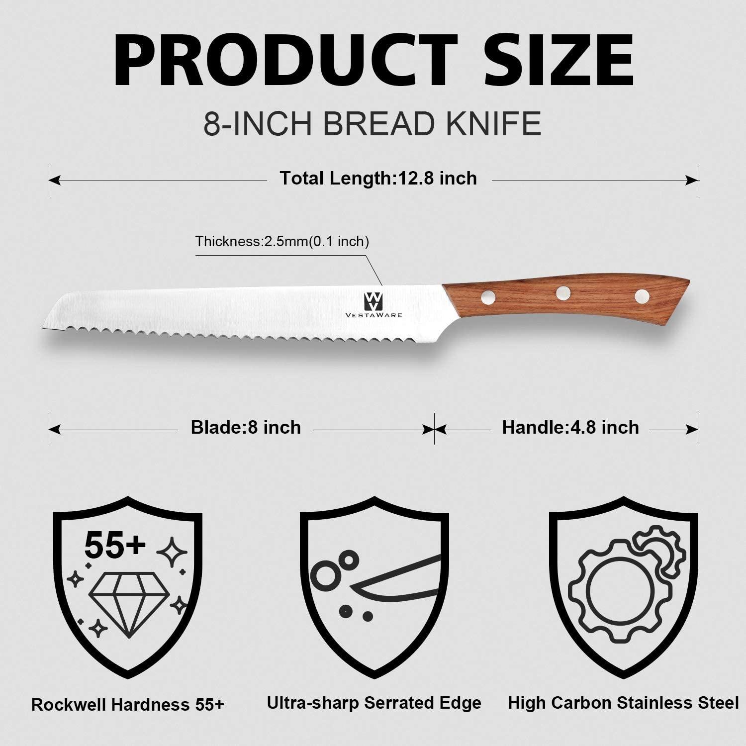 MAD SHARK 8 Inch Bread Knife - Ultra Sharp Serrated Blade…
