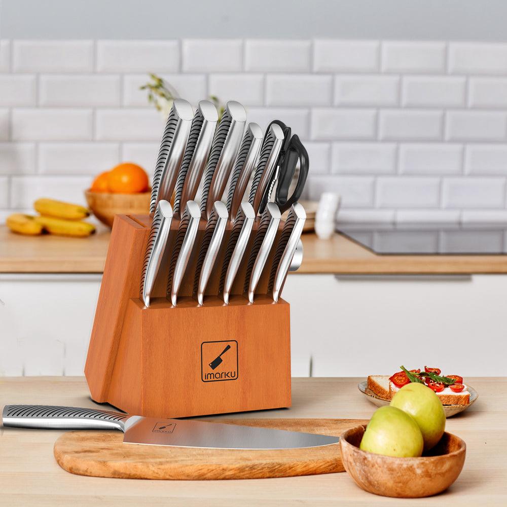 14-Piece Stainless Steel Knife Set with Block | Dishwasher-Safe | imarku - IMARKU