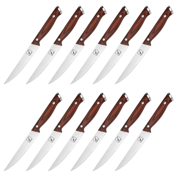 imarku Steak Knives, Serrated Steak Knives Set of 8 with Pakka Wooden  Handle, Japanese High Carbon Stainless Steel Steak Knife Set with Gift Box