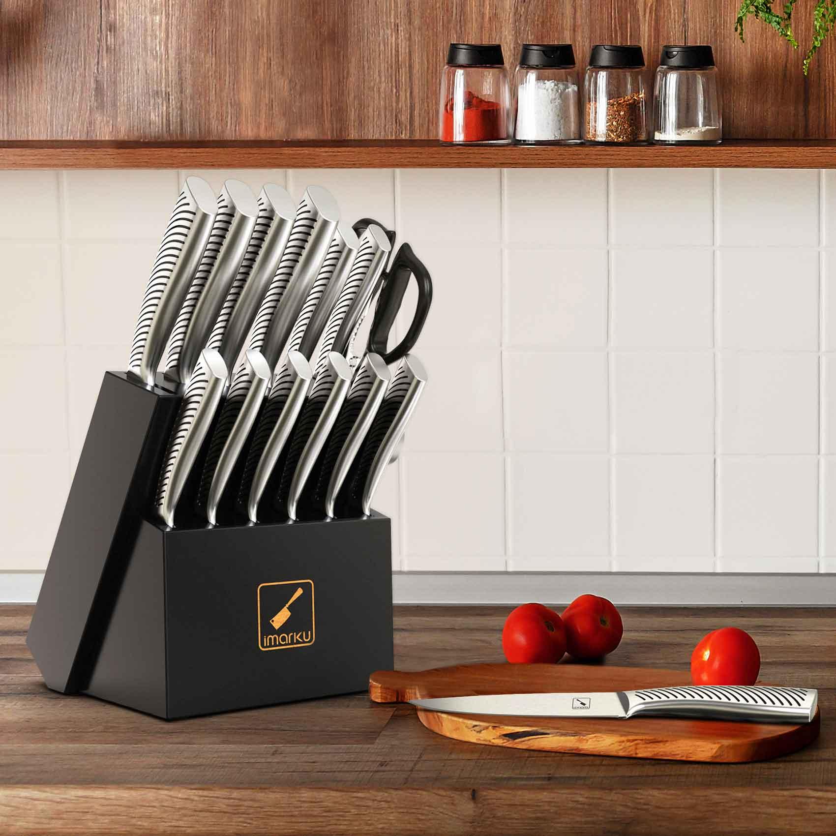 imarku Knife Set,16-Piece Premium Knife Sets for Kitchen with  Block,Japanese Stainless Steel Kitchen Knife Set,Knife Block Set with  Kitchen