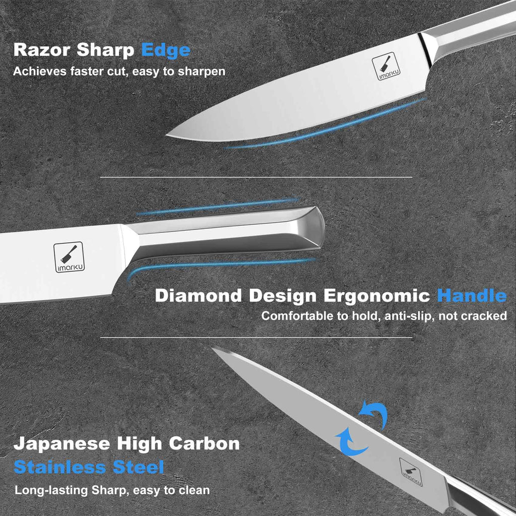 2023 Best Knife Set | 16-Piece Knife Set with Brown Block | Dishwasher Safe | imarku - IMARKU