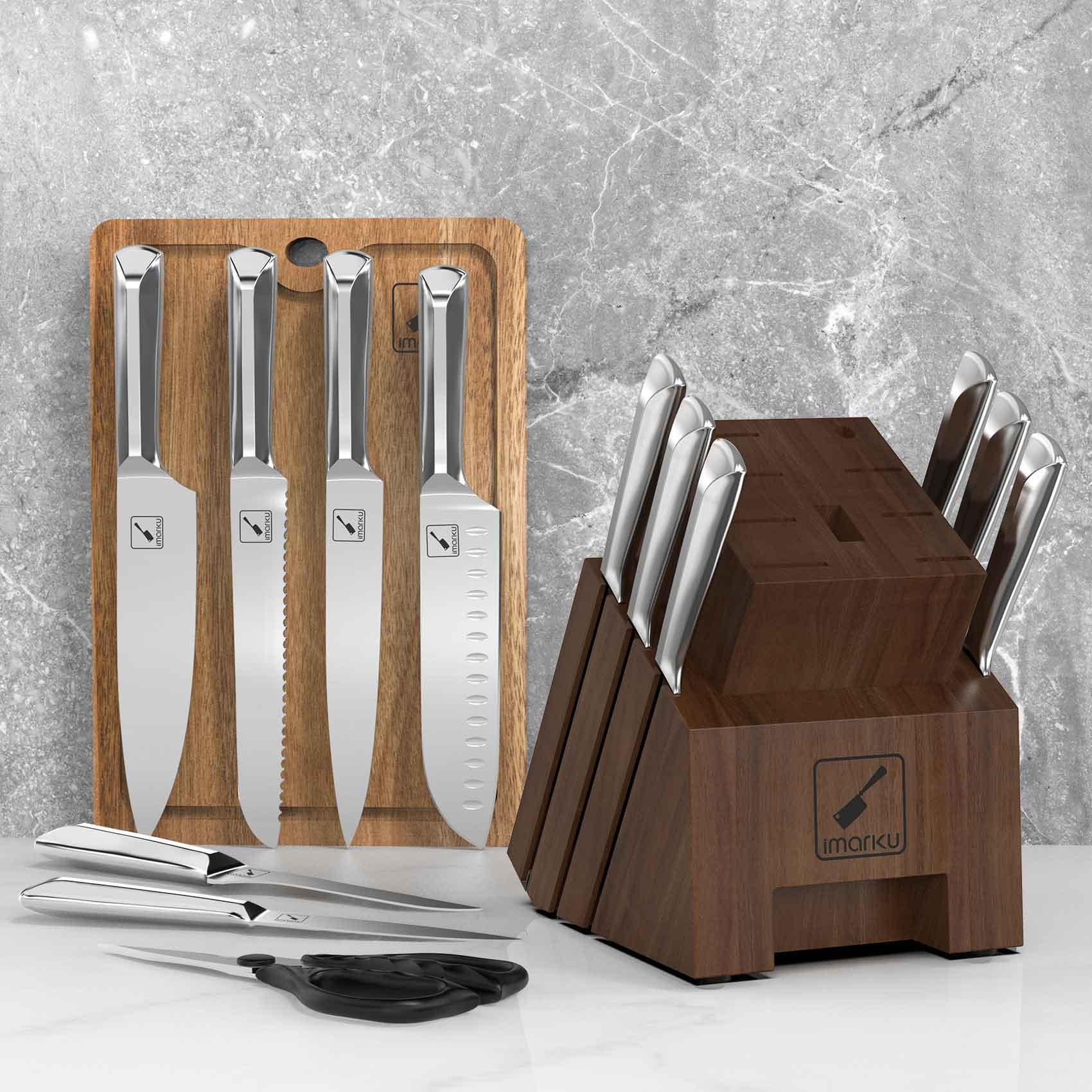 15-Piece Knife Set with Block with a Sharpening Rod - IMARKU