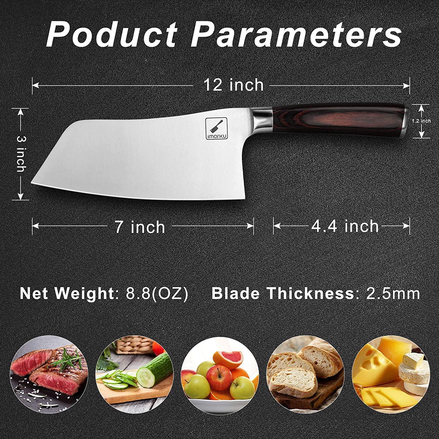 imarku Cleaver Knife 7 inch Meat Cleaver - SUS440A Japan High Carbon Stainless Steel Butcher Knife with Ergonomic Handle, Ultra Sharp, Useful
