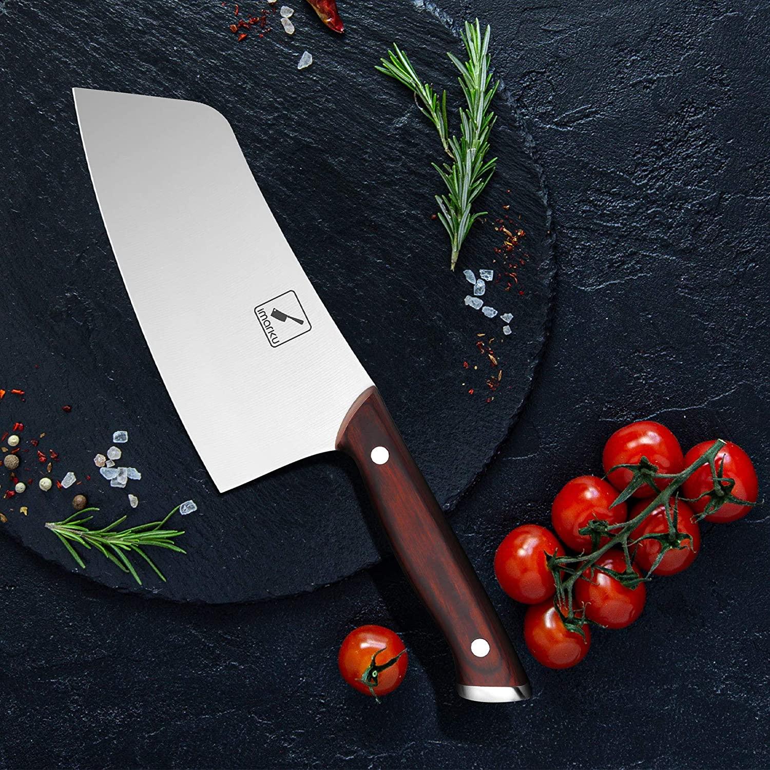imarku  7-inch Multi-Function Cleaver Knife German High Carbon Stainless  Steel Chopping Knife 
