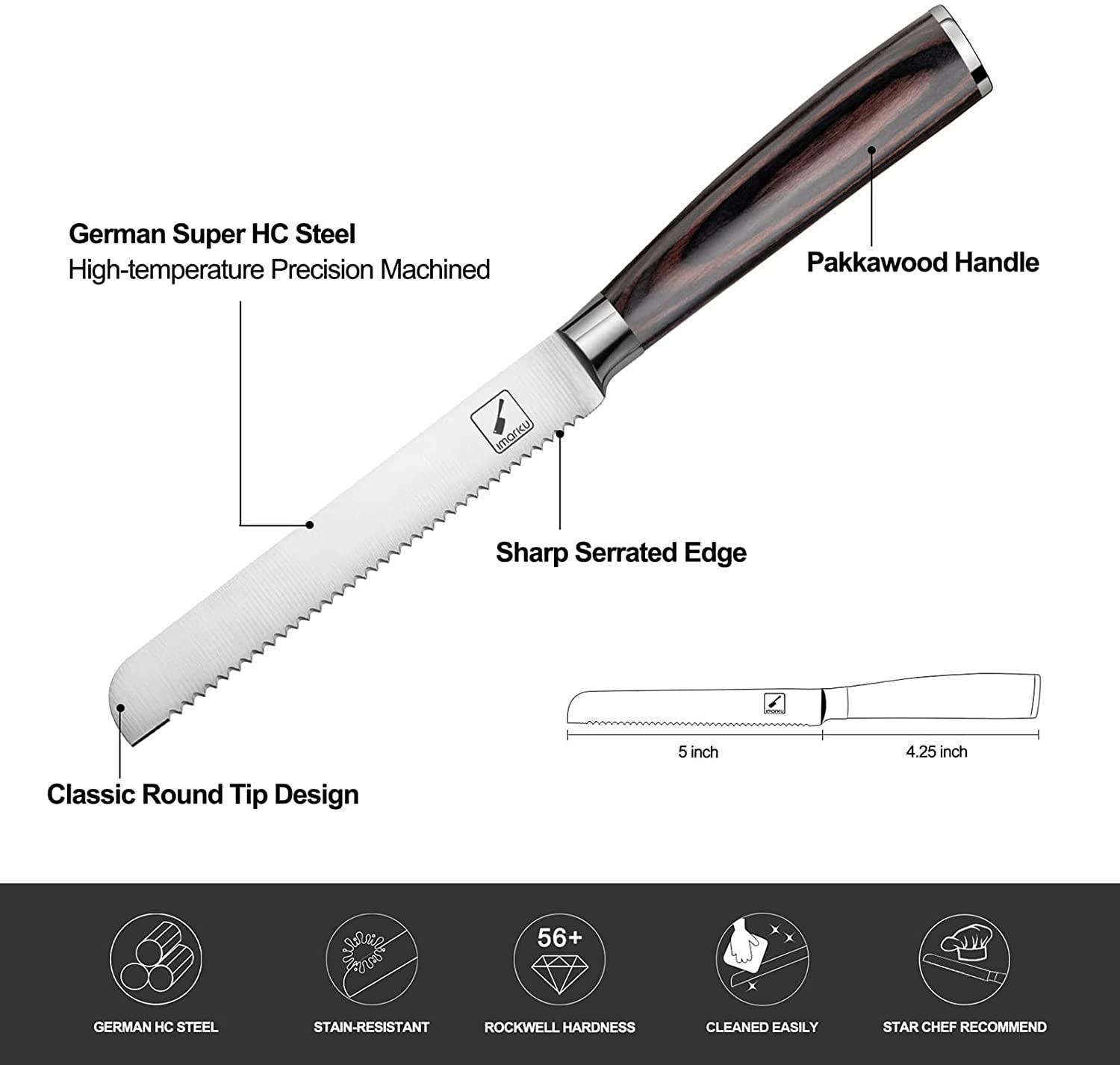 iMarku imarku Bread Knife, German High Carbon Stainless Steel