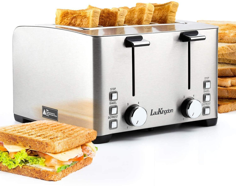 Costway Stainless Steel 4 Slice Toaster Extra-Wide Slot 6 Shade