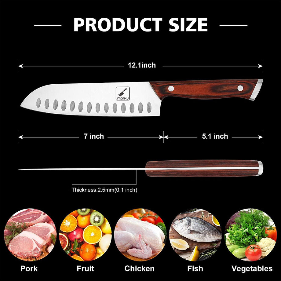 imarku Chef Knife - Pro Kitchen Knife 8 Inch Chef's Knives Japanese SUS440A  Stainless Steel Sharp Paring Knife with Ergonomic Handle, Black Handle
