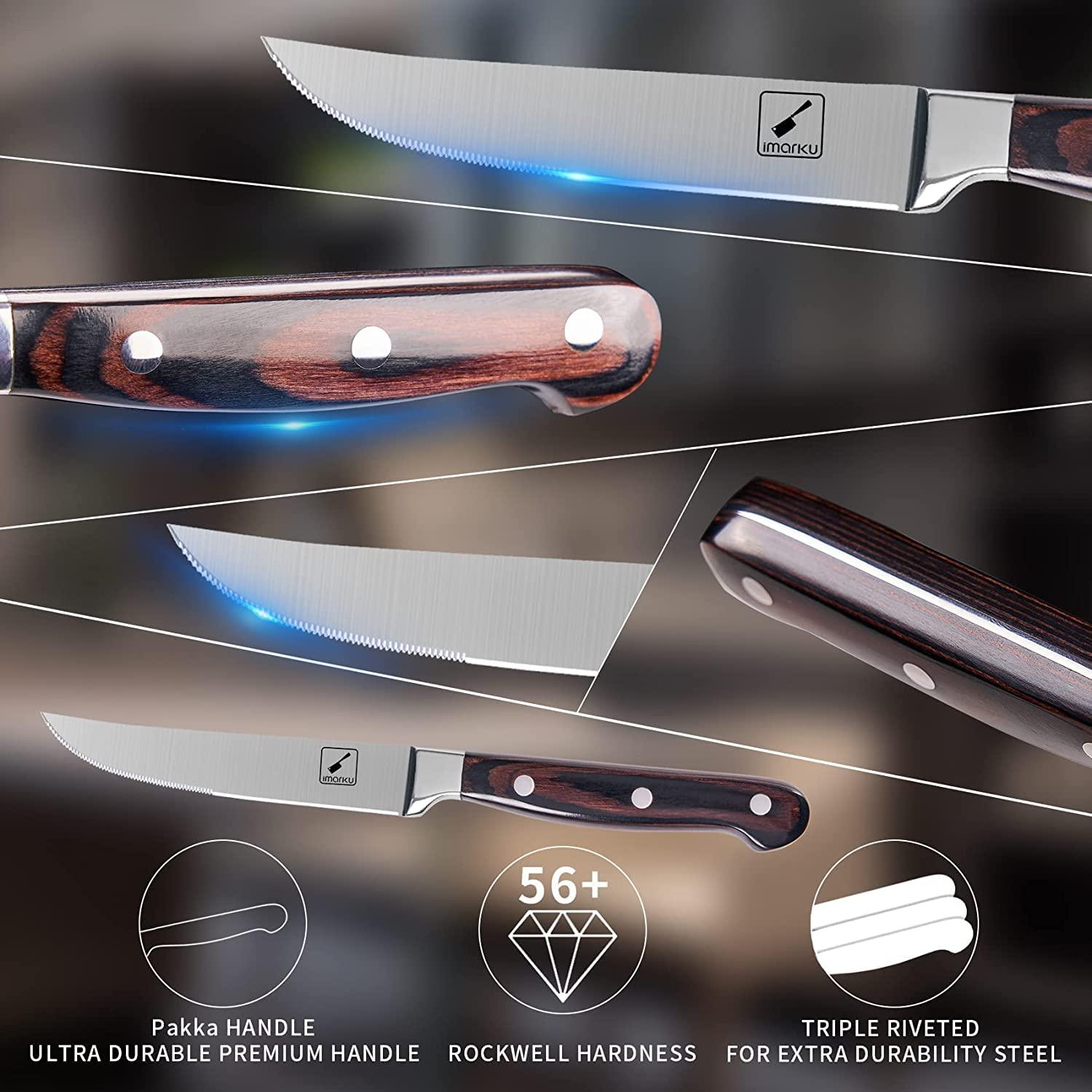 Steak Knives Non Serrated Steak Knife Set of 4 5 Inch German Steel