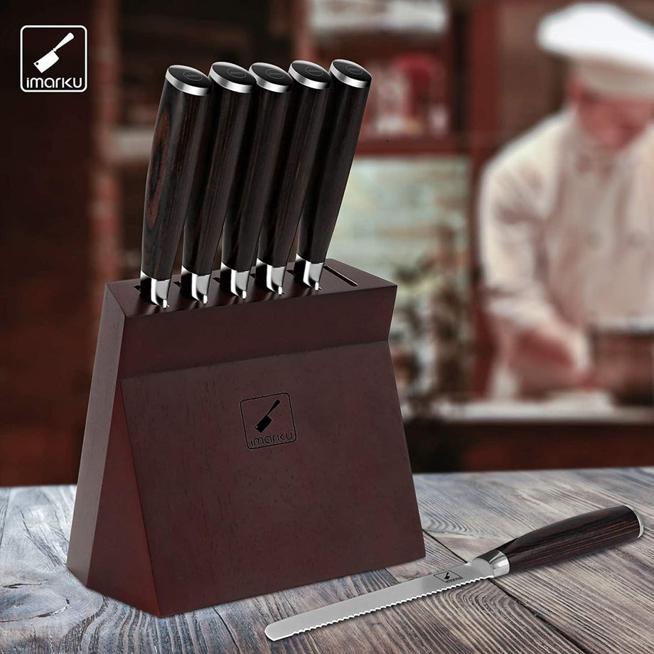 4 PCs x 6 Boning/Steak Knife Set in a Gift Box, Brown Pakkawood