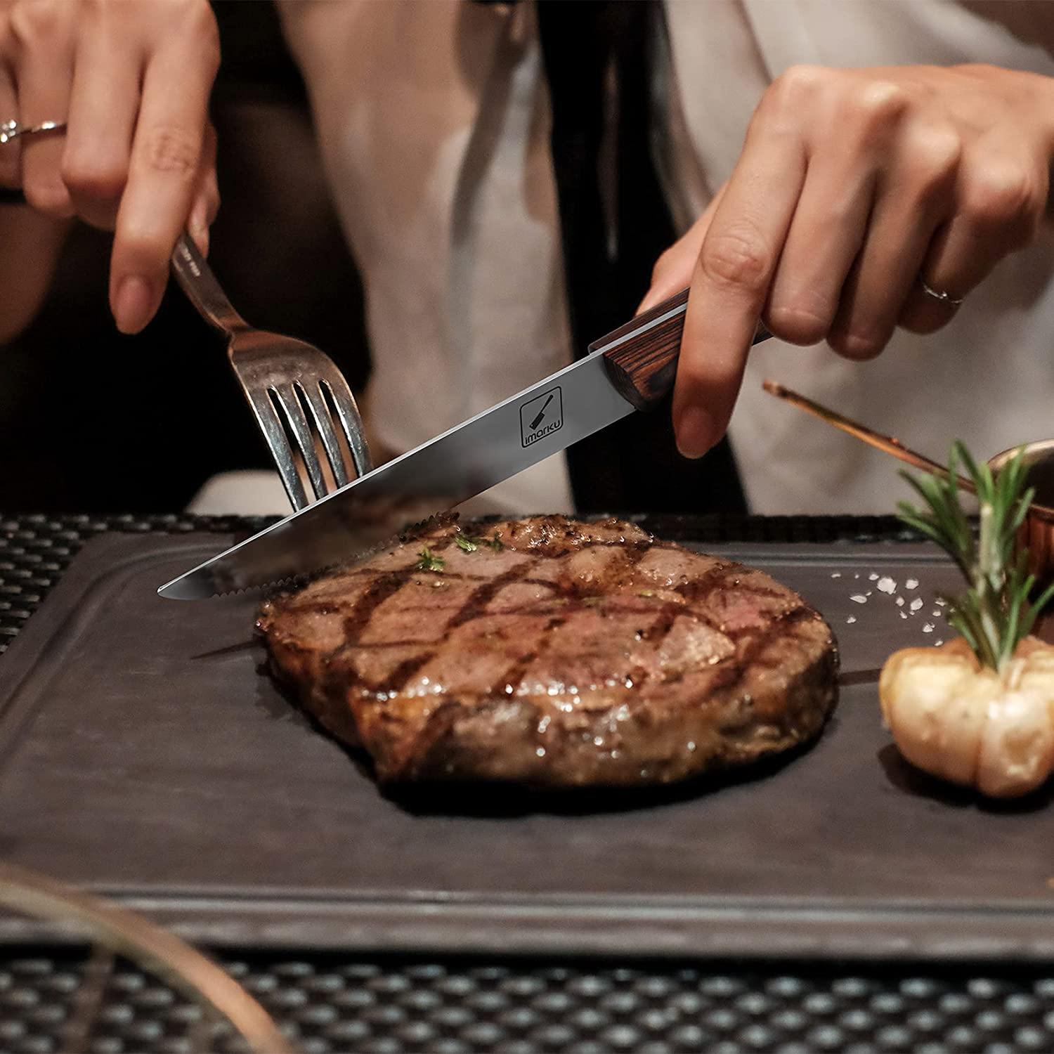 iMarku 4.5 Inch Professional Steak Knife Set of 6 Knives Culinary Kitchen  New