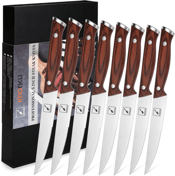 6-Piece Steak Knife Set 5" | Wood Handle Steak Knives | imarku - IMARKU