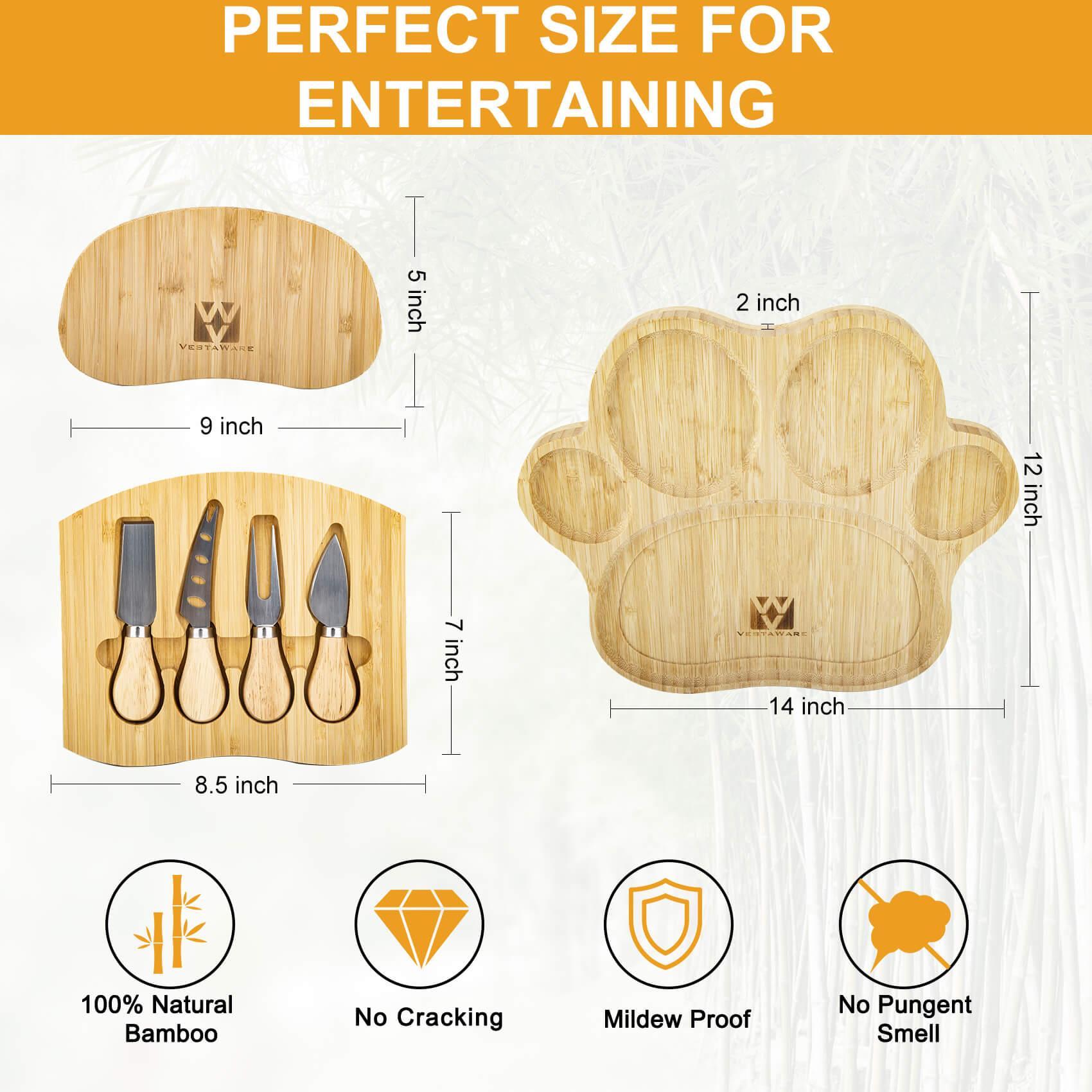 Bamboo Charcuterie Board | Paw Shaped | Vestaware - IMARKU