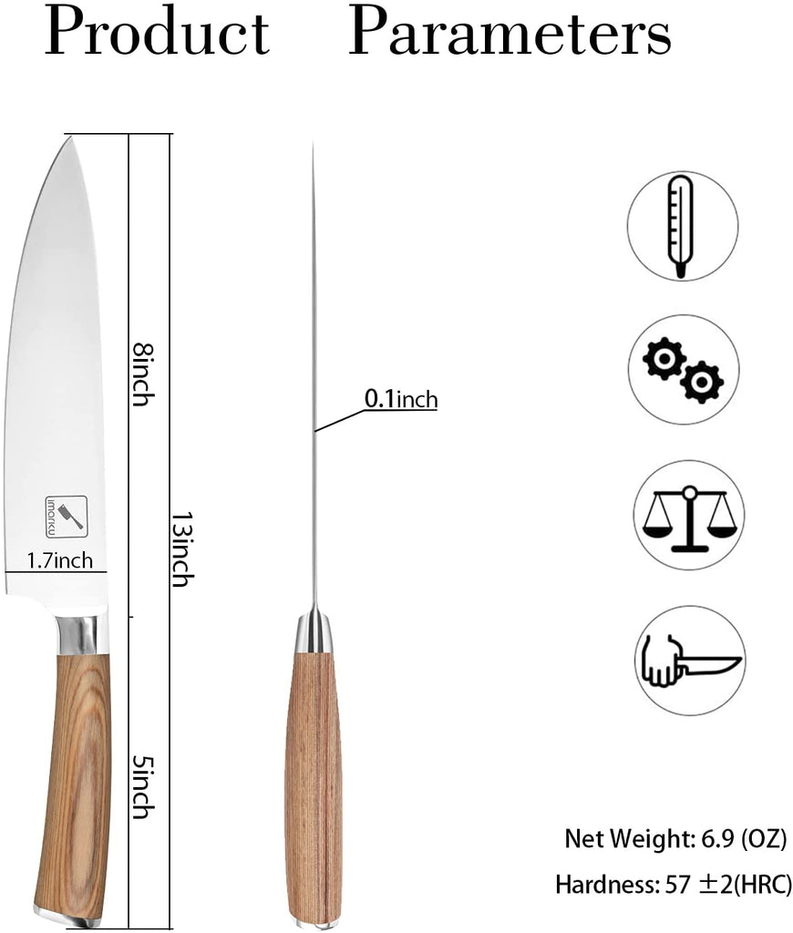 Chef's Knife 8" with Wood Handle - iMarku ® - iMarku ®