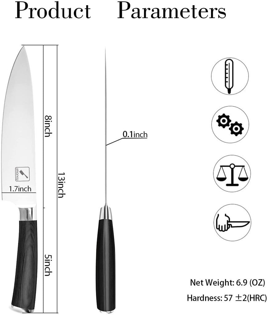 Chef's Knife 8" with Black Handle - iMarku ® - iMarku ®