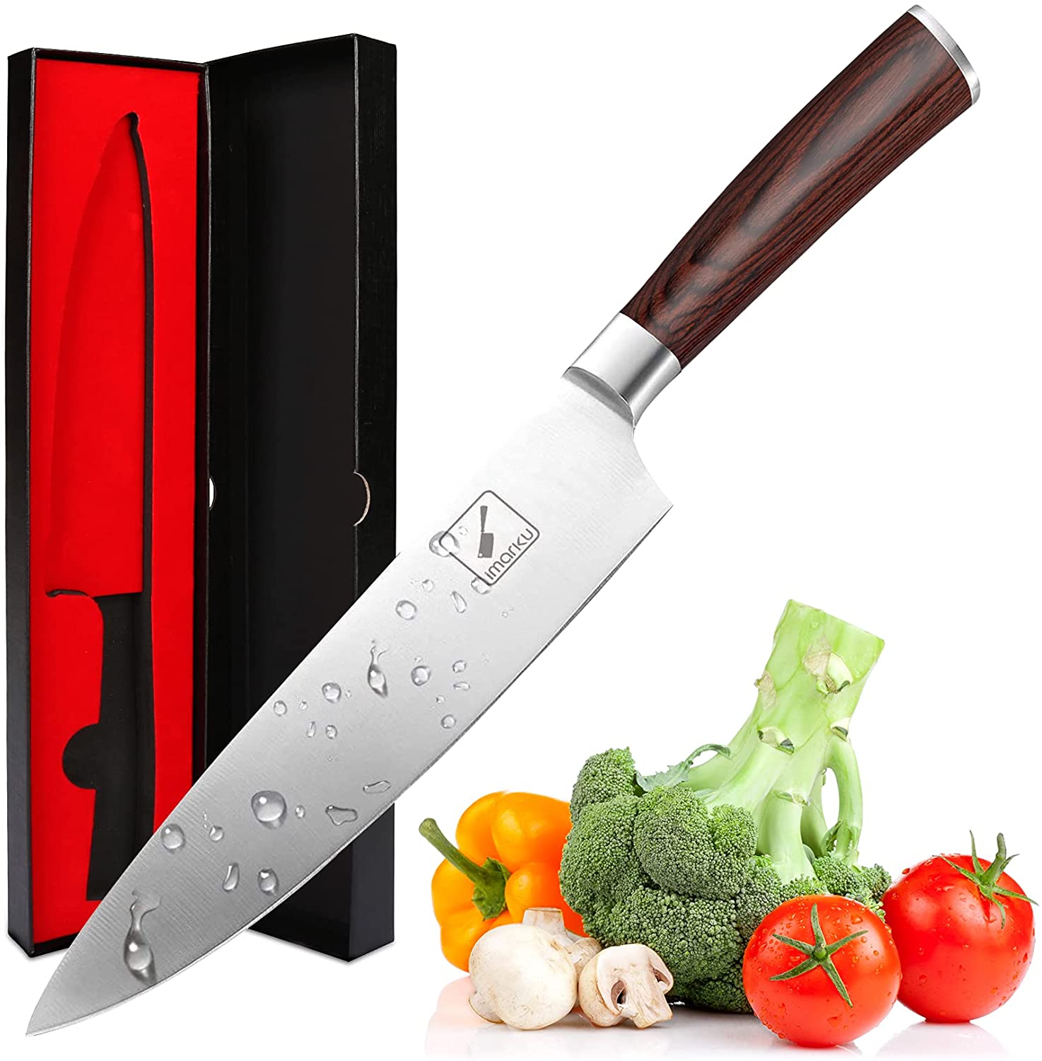 Chef's Knife 8" with Red Handle - iMarku ® - iMarku ®