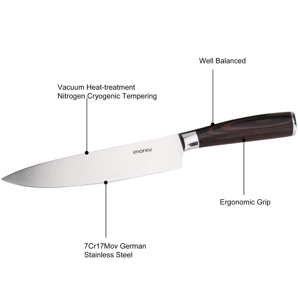 imarku Chef's Knife 8" with Brown Handle - IMARKU