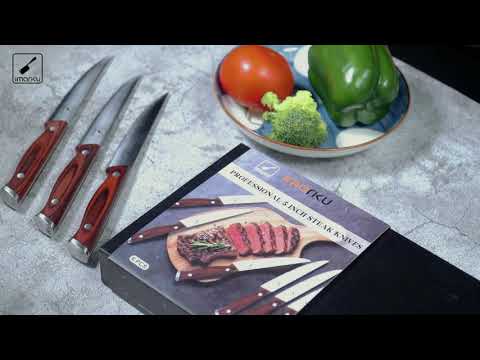 imarku 6-Piece 5 Inch German Serrated Steak Knives Set - IMARKU