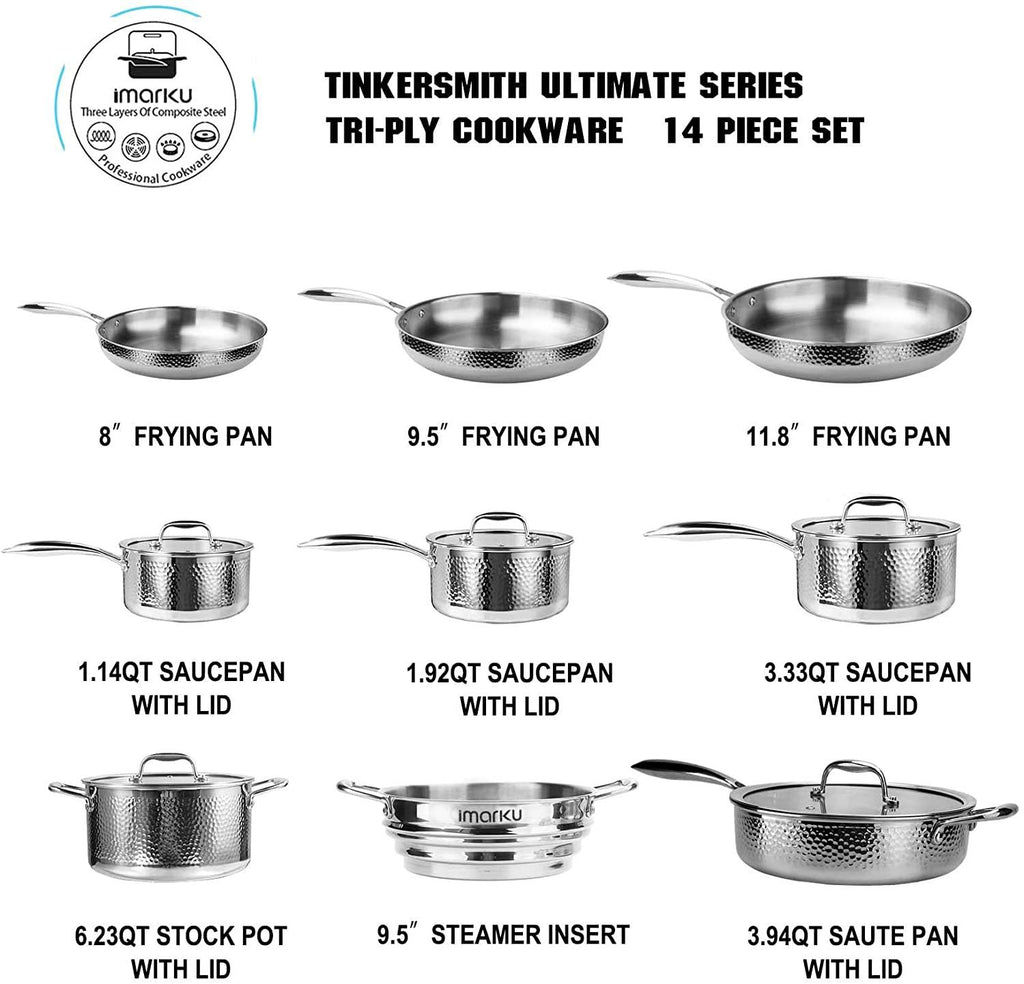 14-Piece Stainless Steel Cookware Sets | imarku - IMARKU
