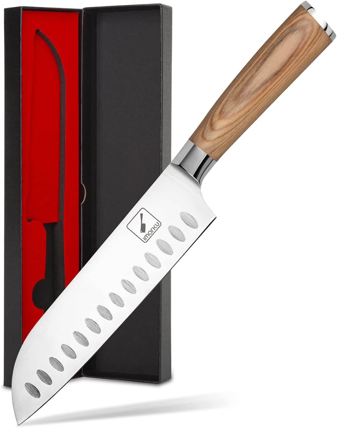 imarku 7‘’ Santoku Knife With Wooden Handle - IMARKU
