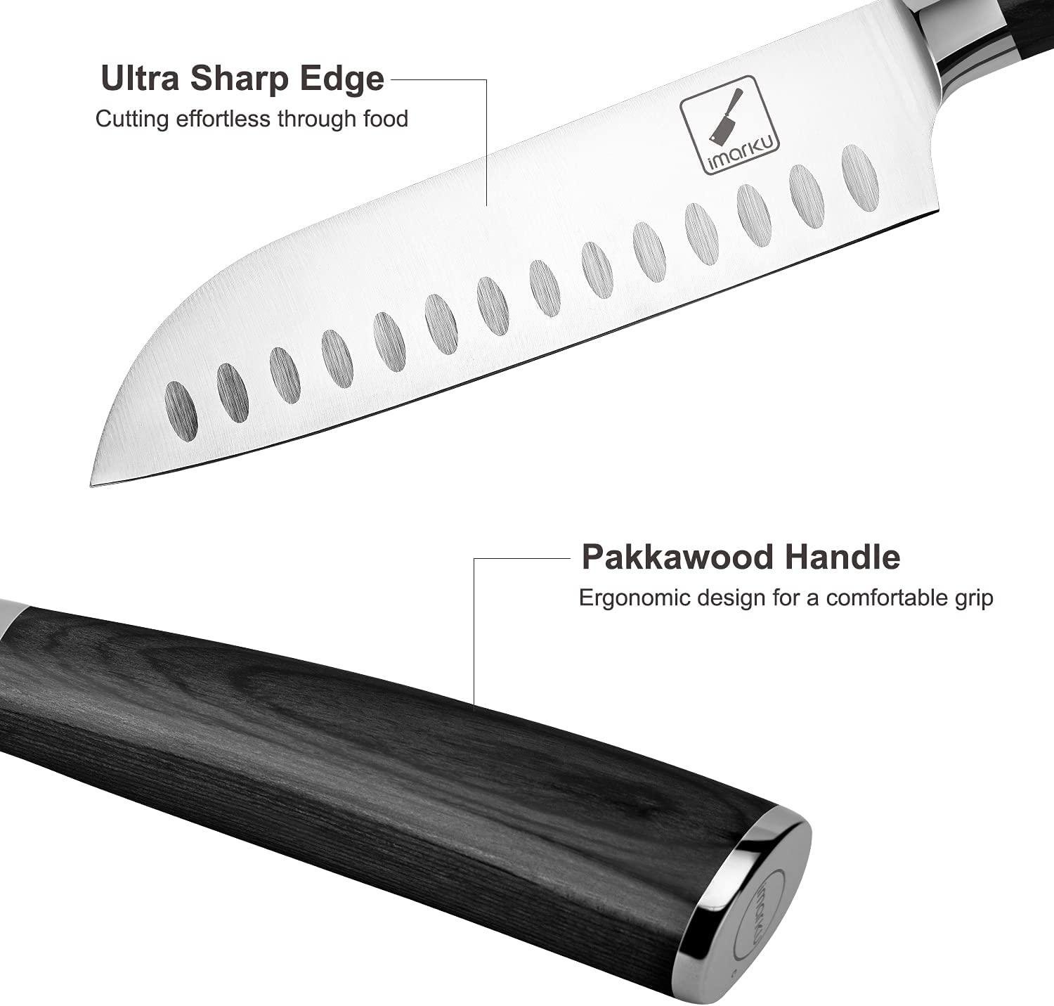 imarku 7‘’ Santoku Knife With Black Handle - IMARKU