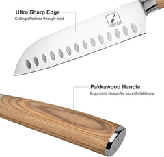 imarku 7‘’ Santoku Knife With Wooden Handle - IMARKU