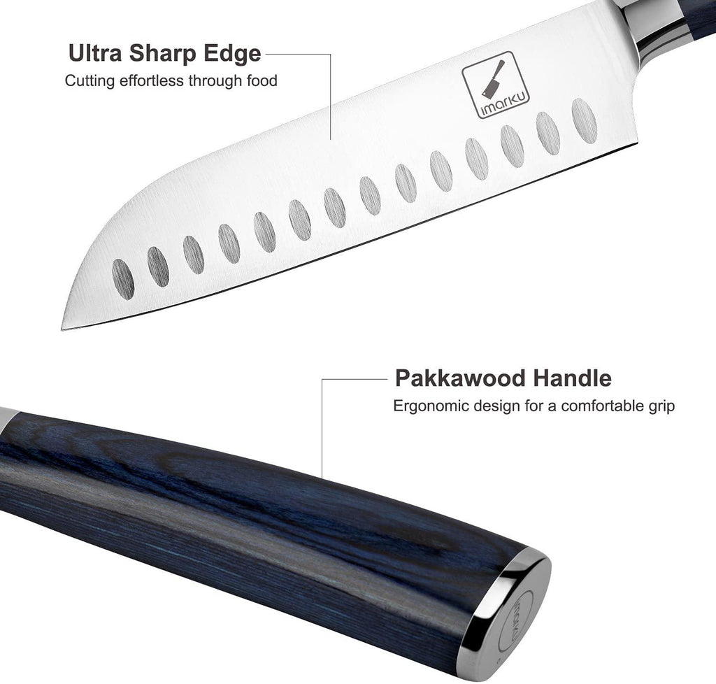 imarku 7‘’ Santoku Knife With Blue Handle - IMARKU