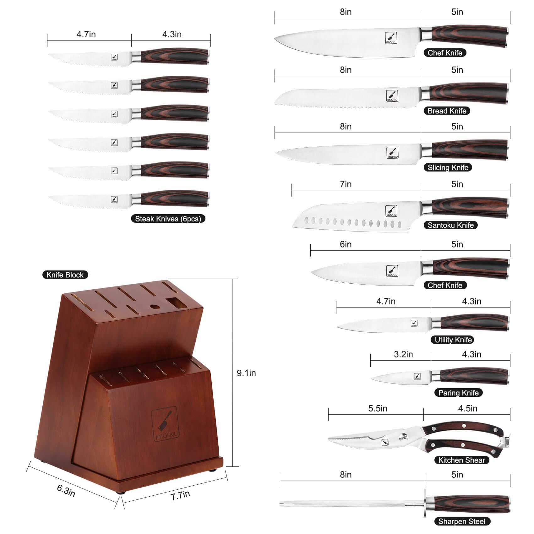 20-Piece Japanese Knife Set with Removable Block - IMARKU
