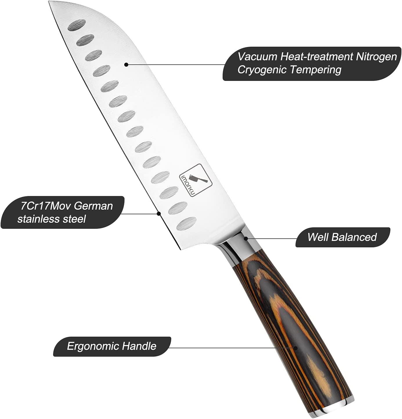 imarku 7‘’ Santoku Knife With Orange Handle - IMARKU