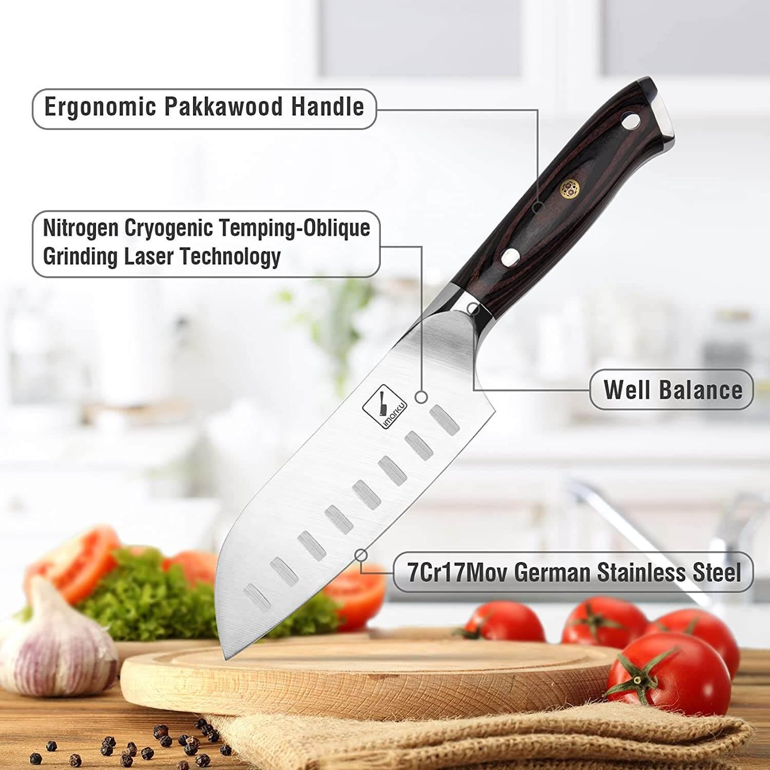 imarku Chef Knife - Pro Kitchen Knife 8 Inch Chef's Knives Japanese SUS440A  Stainless Steel Sharp Paring Knife with Ergonomic Handle, Orange Handle