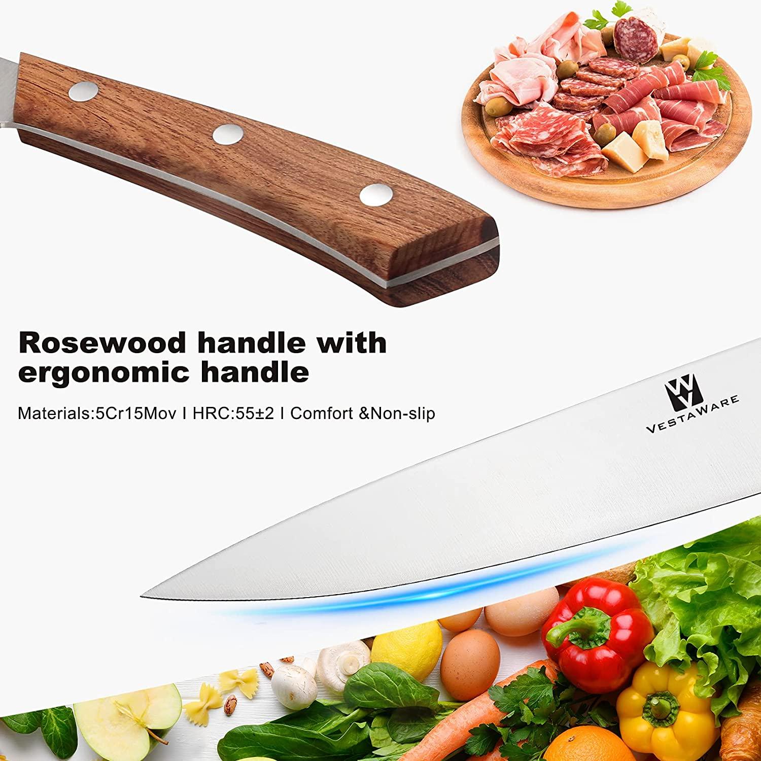 Vestaware 6-Piece Chef Knife Set with Wooden Block - IMARKU
