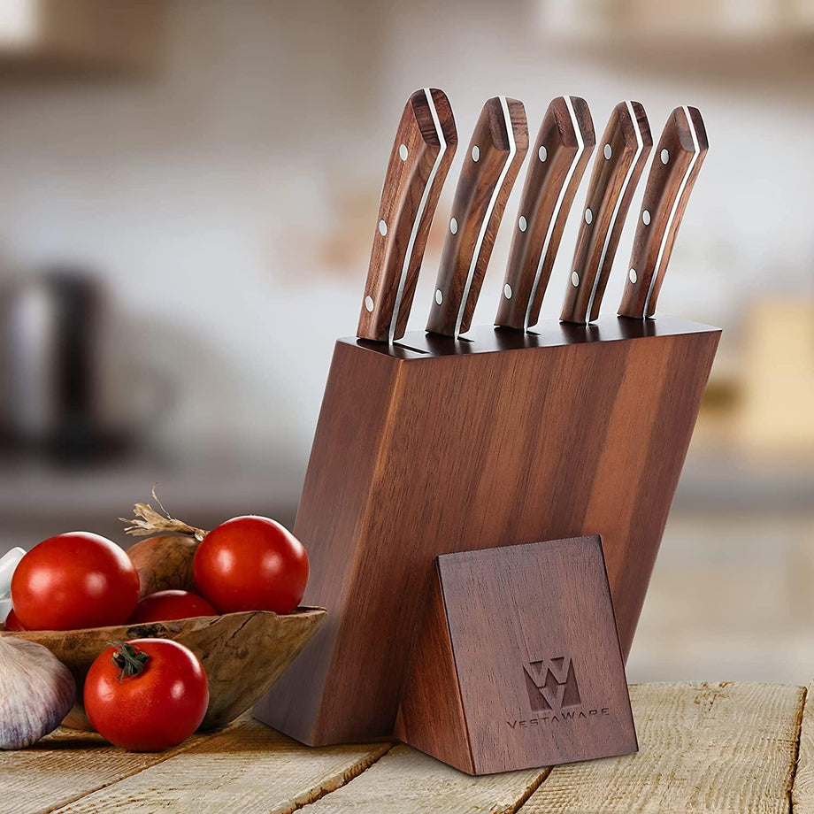 A Gift of Wood Wooden Steak Knife Block in Cherry and Walnut | Wisconsin Made